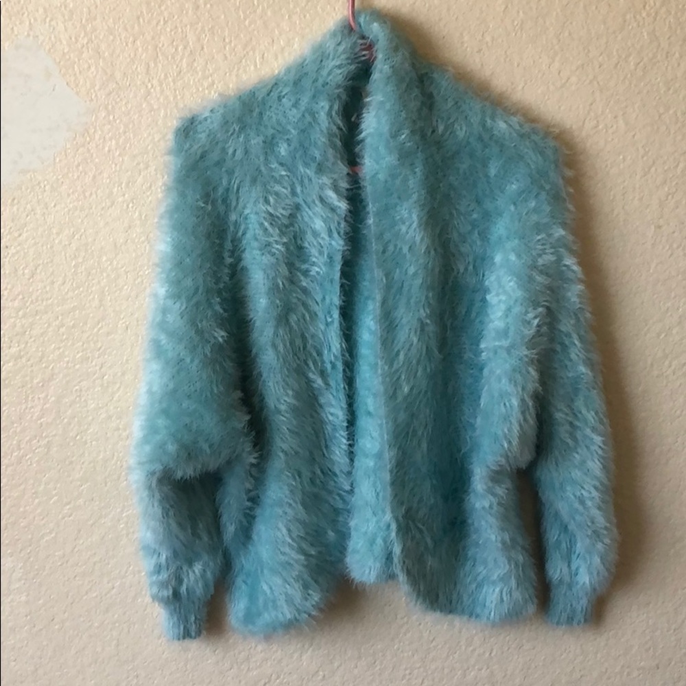 Blue fuzzy cardigan